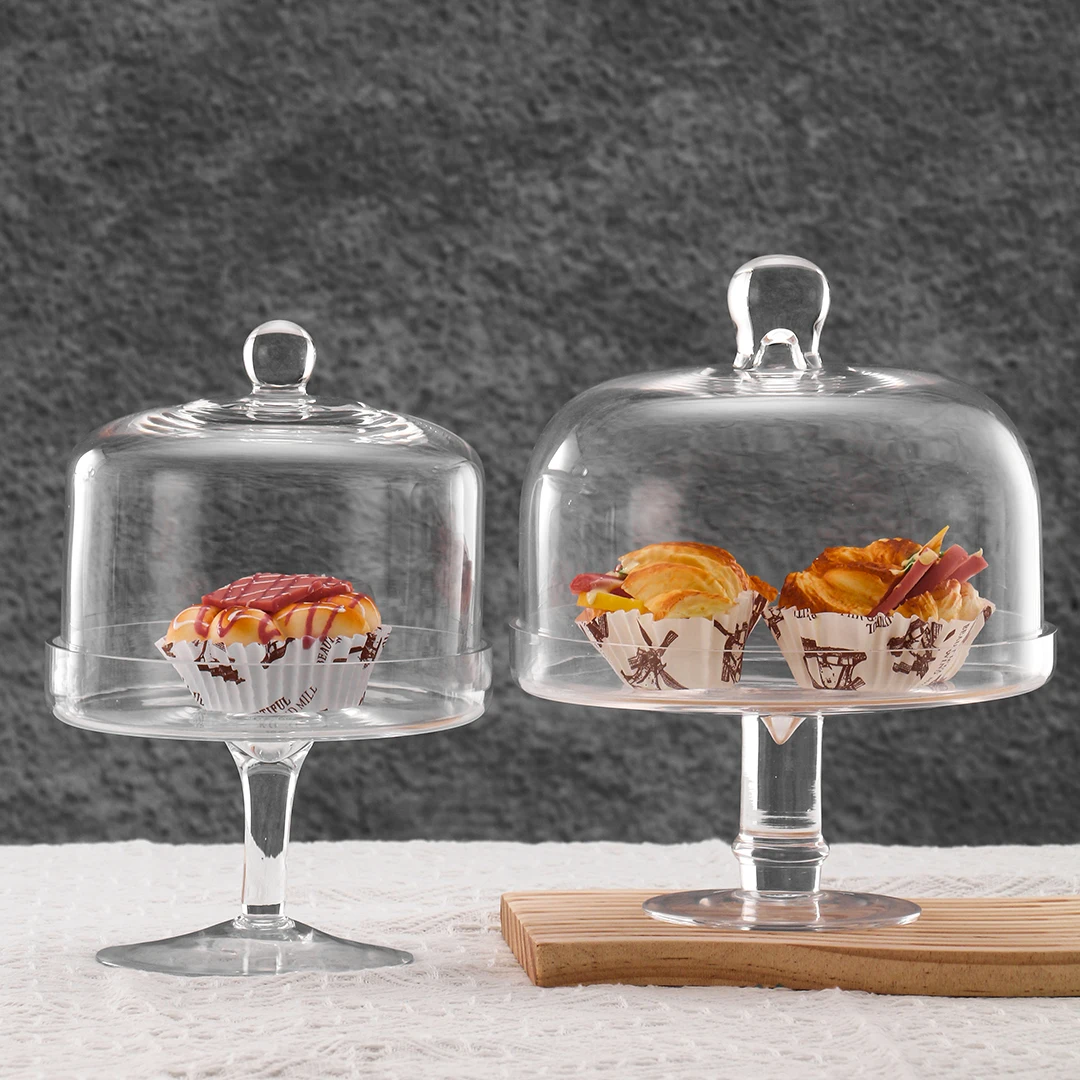 HOUSEWARE Glass Cake Stand with Dome Cake Holder And Cake Display Glass Stand for Kitchen Birthday Parties Weddings