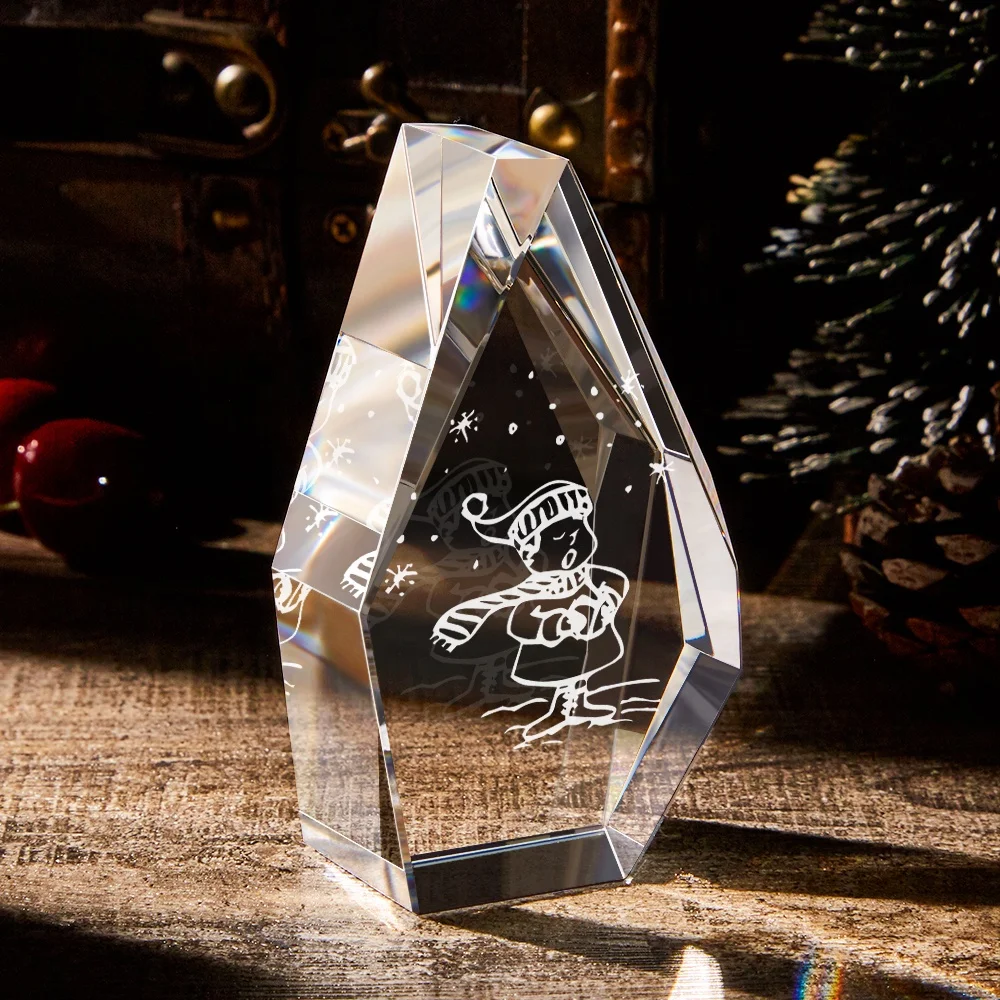 Luxury Christmas Decorations Santa Claus Glass Crystal Laser Christmas Table Decoration