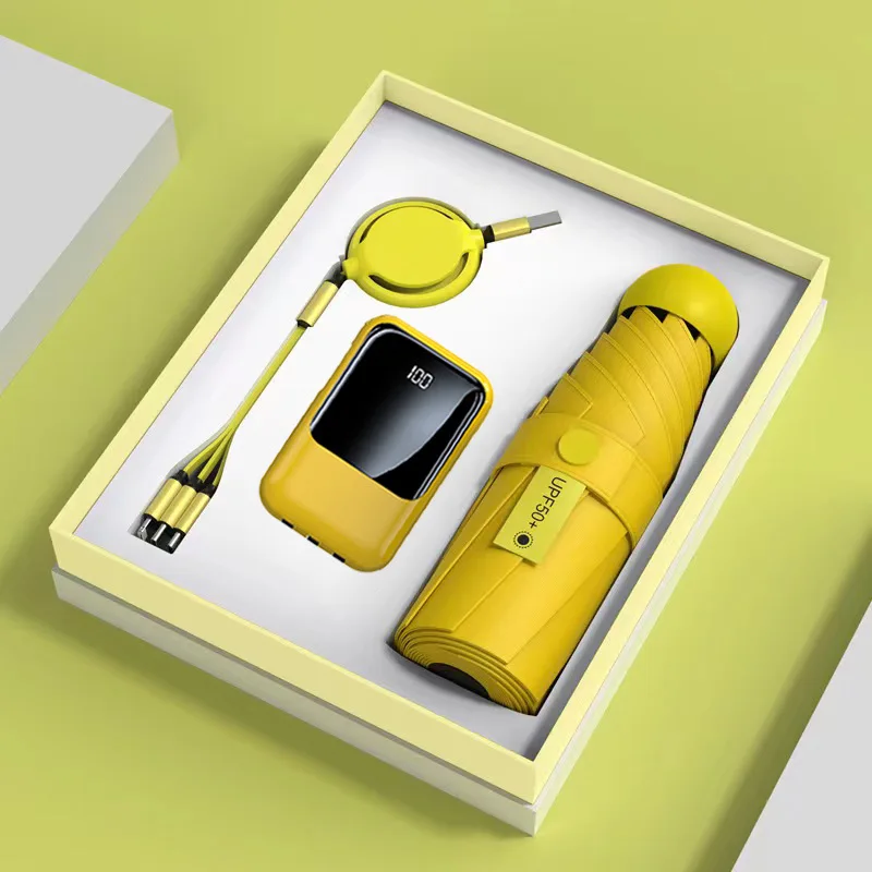 Summer Wedding Souvenirs Promo Gift Power Bank and Umbrella Electronic Product Gift Set for Guests Girlfriend Birthday Boys Gift