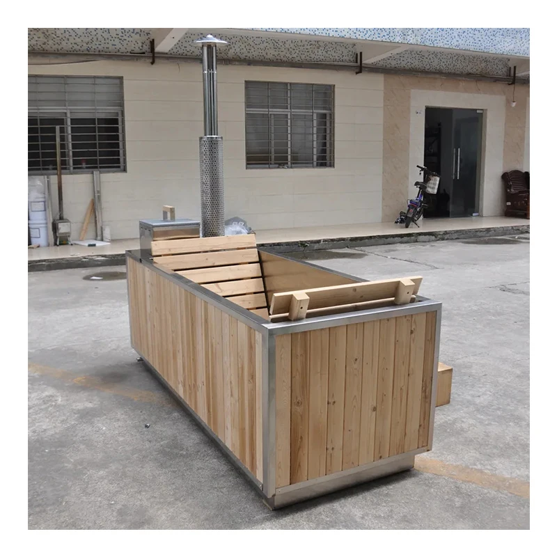 Popular 2-3 Person Size Outdoor Red Cedar Wood Stove Wooden Hot Tub For Sale