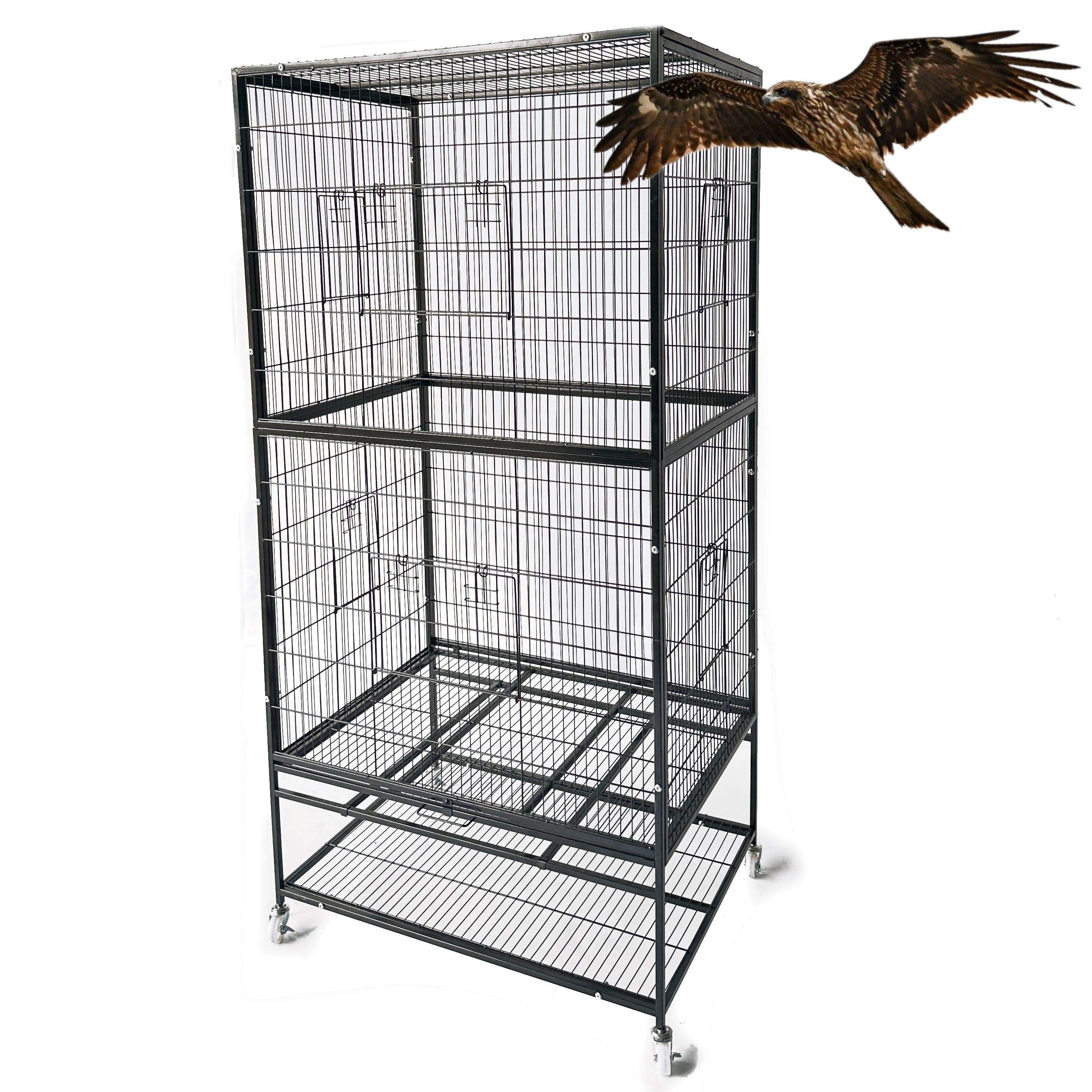 Wholesale Metal Iron Bird Cages Large Space Live Pet Cage for Parrots Canaries Budgies Breathable Animal Pattern Carrier
