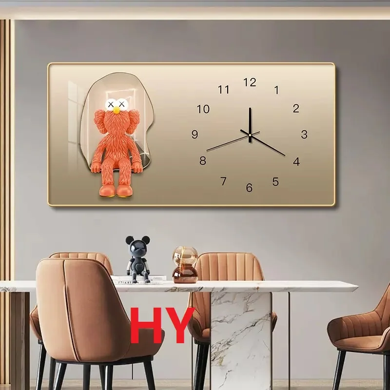 Factory direct sales living room luxury personalized creative mute crystal porcelain painting wall clock
