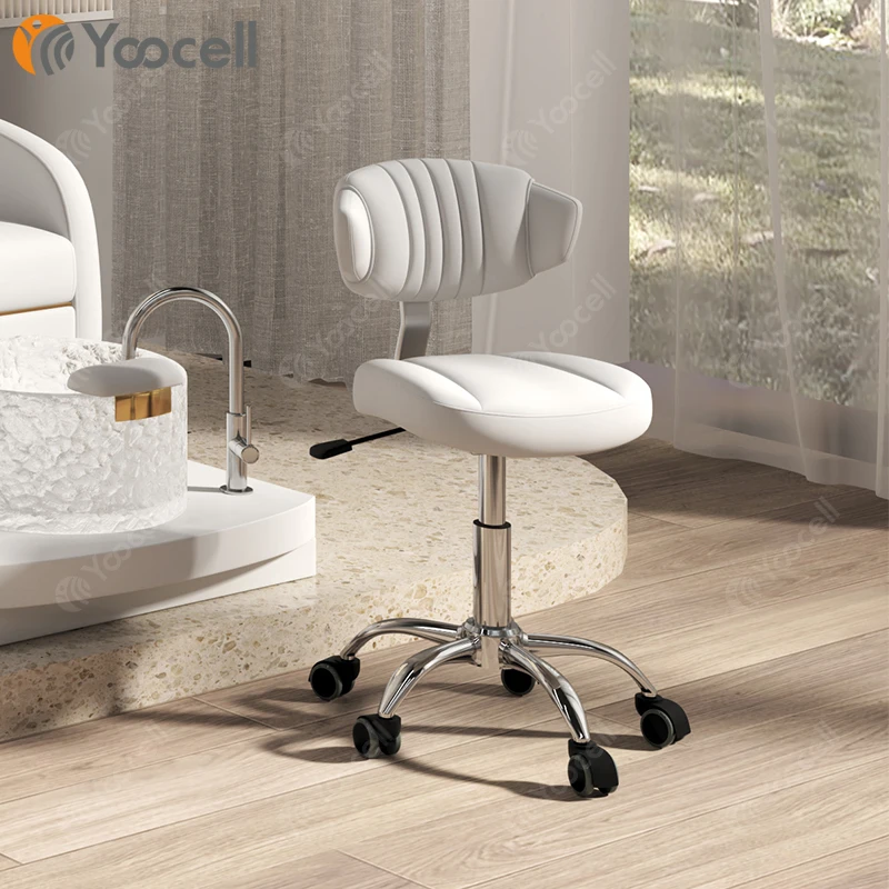 Yoocell white saddle seat stool salon barber stool office chair swivel salon stool chair for salon workshop home office