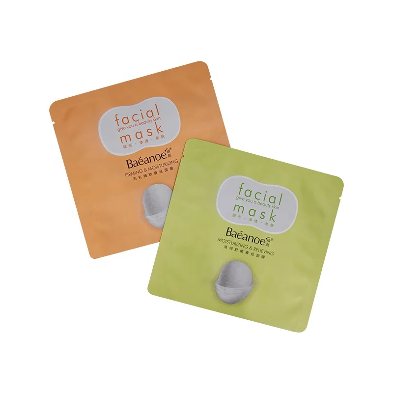 Wholesale Green Packaging Cosmetics Aluminum 3 Sides Heat Sealed Moisturizing Facial Mask Bag for Skin Care