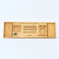 Wholesale Extendable Bathtub Tray 100% Natural Bamboo Bath Caddy