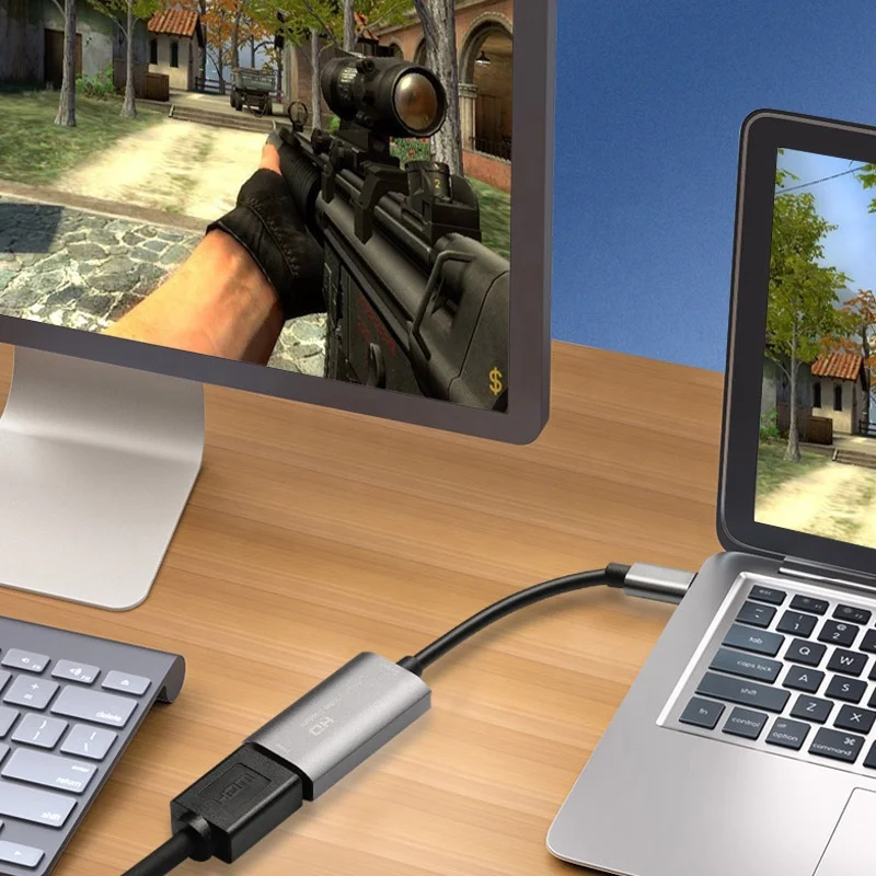 Audio Video Capture Card HDMI to Type-C Record 4K 60Hz 1080P HDMI to USB-C Video Capture for Live Broadcasting Streaming