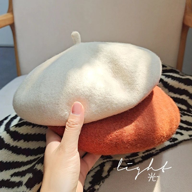 Women Wool Berets French Artist Style Warm Winter Beanie Hat Retro Plain Beret Solid Color Elegant Lady All Matched Autumn Caps