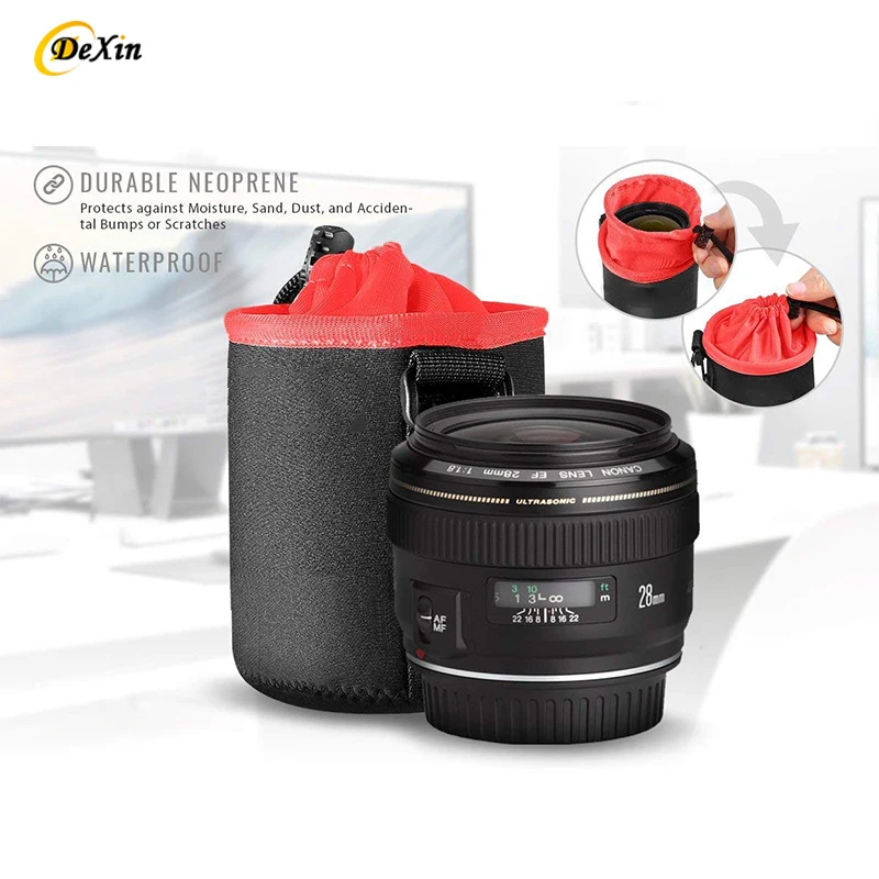 Оптовая продажа 4 5 мм Толстая камера DSLR шнурок мягкий неопрен водонепроницаемый чехол для объектива сумка