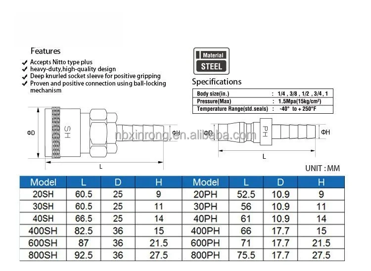 Quick-Connector Couplers pneumatic fitting,iron coupler barb joint quick release air hose male connectors