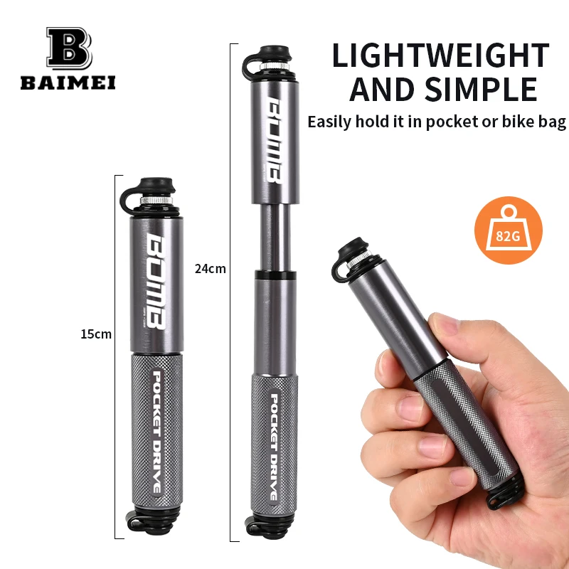 BM Mini Convenient Integrated Aluminum Alloy Pump Cycling Pump High Pressure 160PSI Schrader Presta Valve Bicycle Pump
