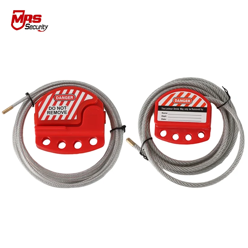 Cable lockout design 2m stainless steel wire cable lockout tagout adjustable safety cable lockout