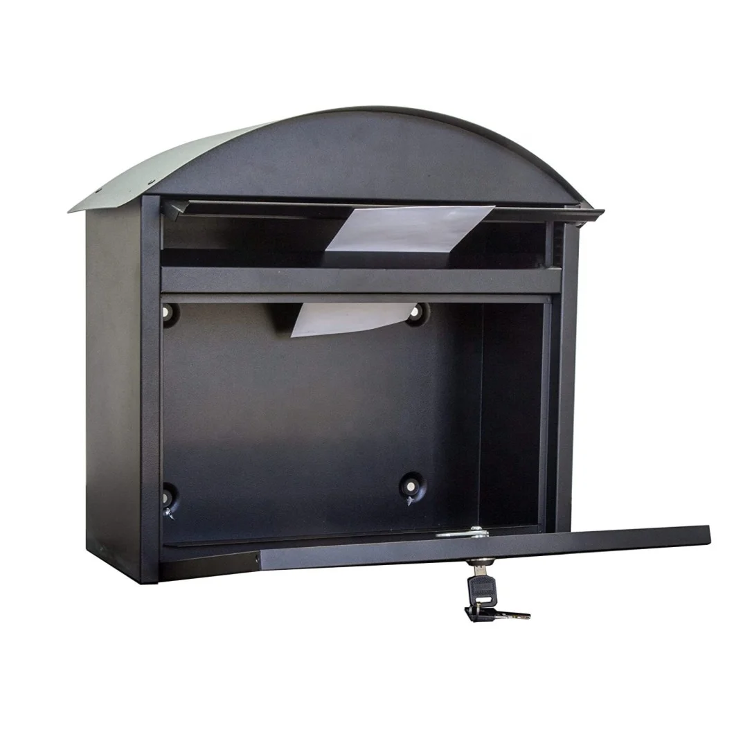 Cast Iron Euro Royal Mail Post Box Postal Boxes Black Wall Mounted British Mailbox Lockable Letter Enclosure