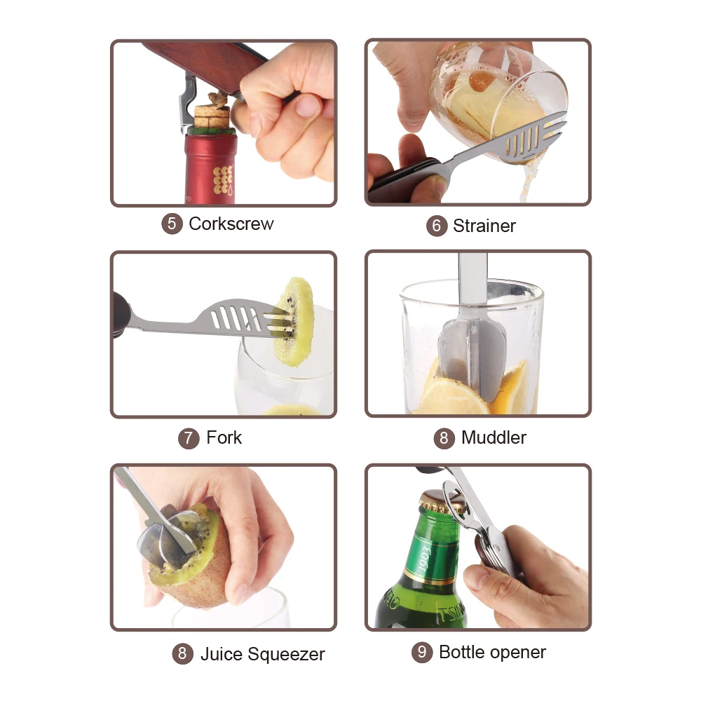 
Aliexpress ebay hot selling bartender kit,Multipurpose removable cocktail kit,Detachable bar tools 