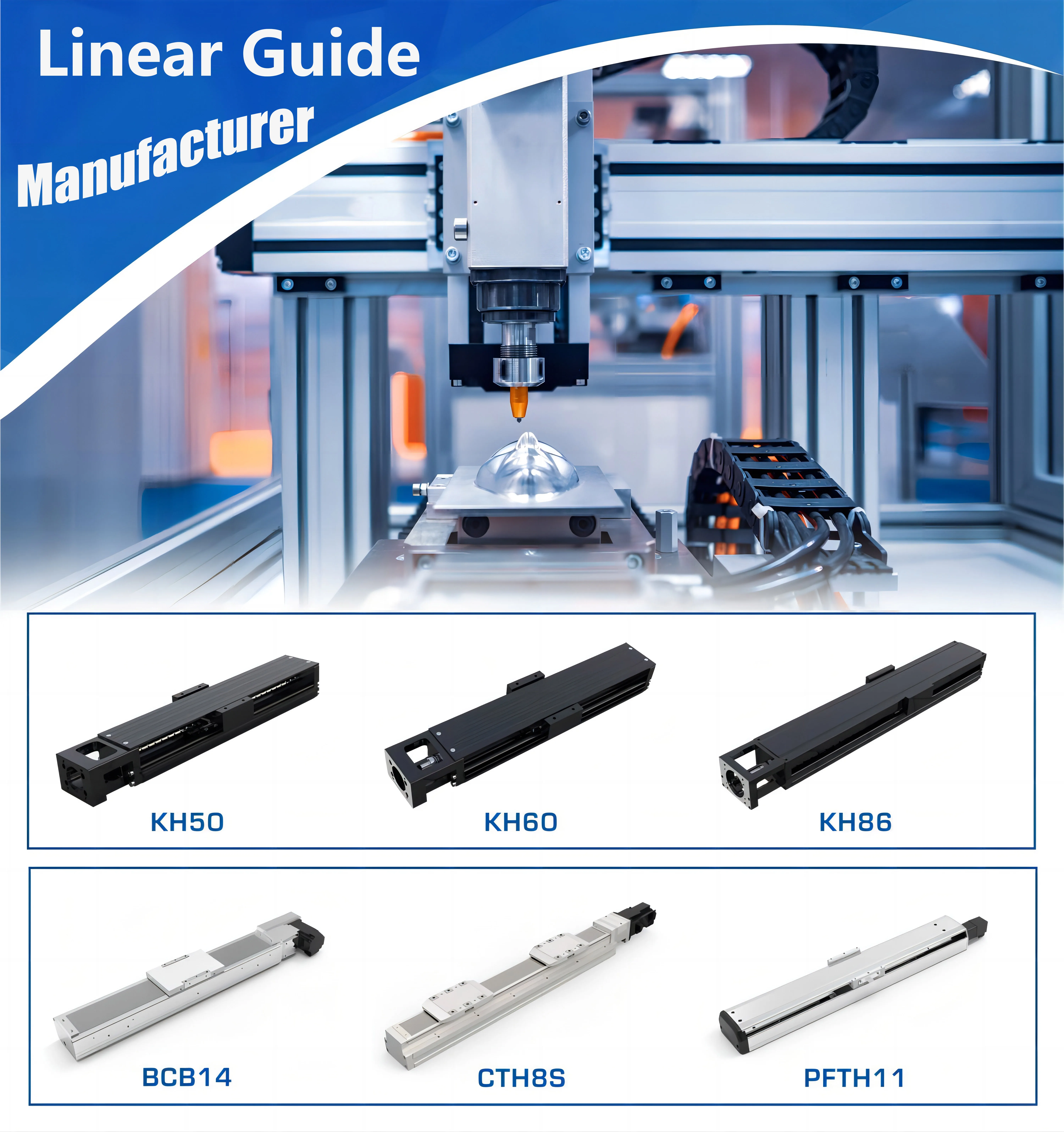 KH50 150-300mm Single Axis Low Noise Linear Guide Rail Ball Bearing Slide Basic Slides Linear motion module