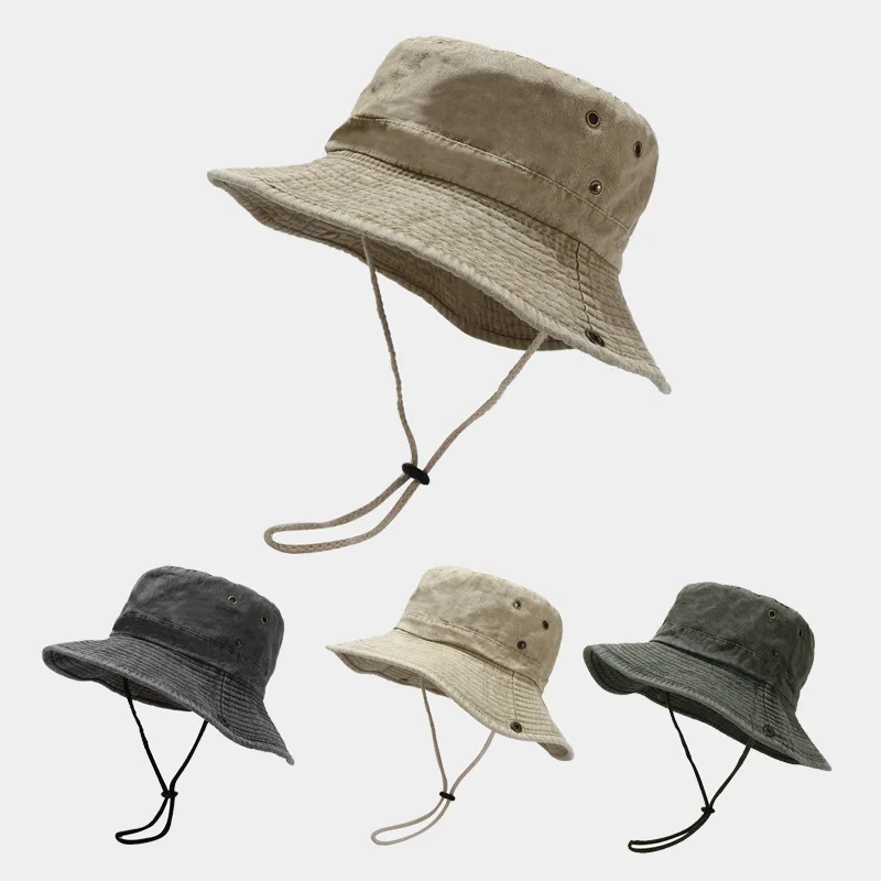 Sewingman B0409L Outdoor Safari Wash Cotton Fisherman Boonie Bucket Hats for Men with Strings