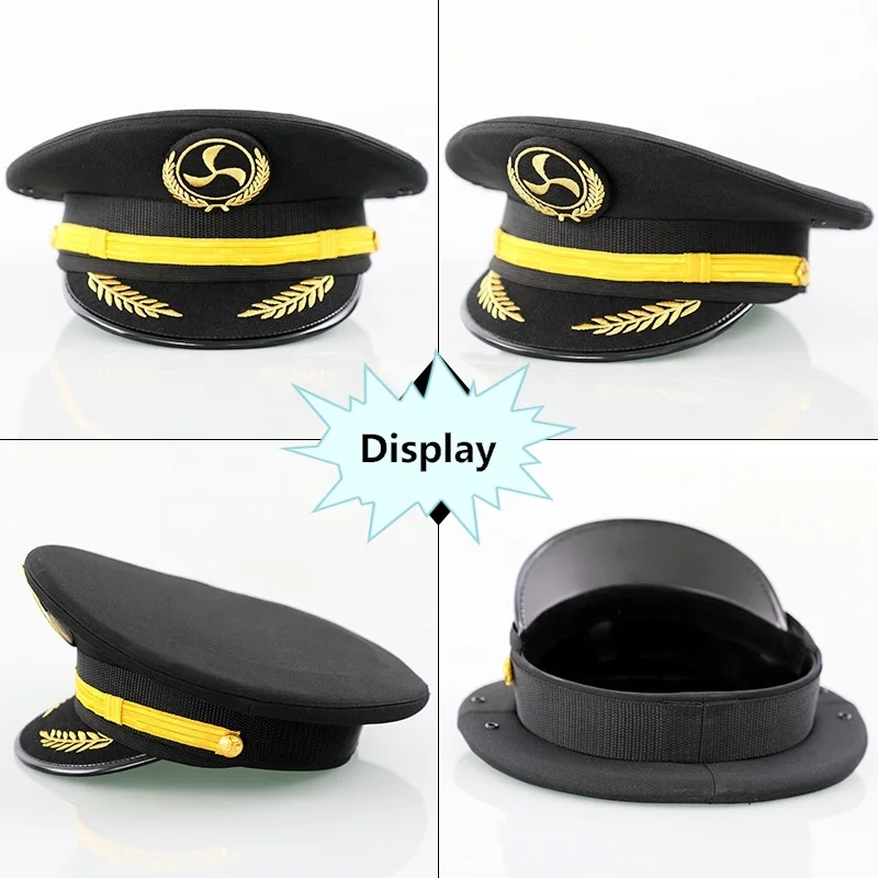 Customize Logo Navy Peaked Cap Military Police Captain Hat Officer Peaked Cap
