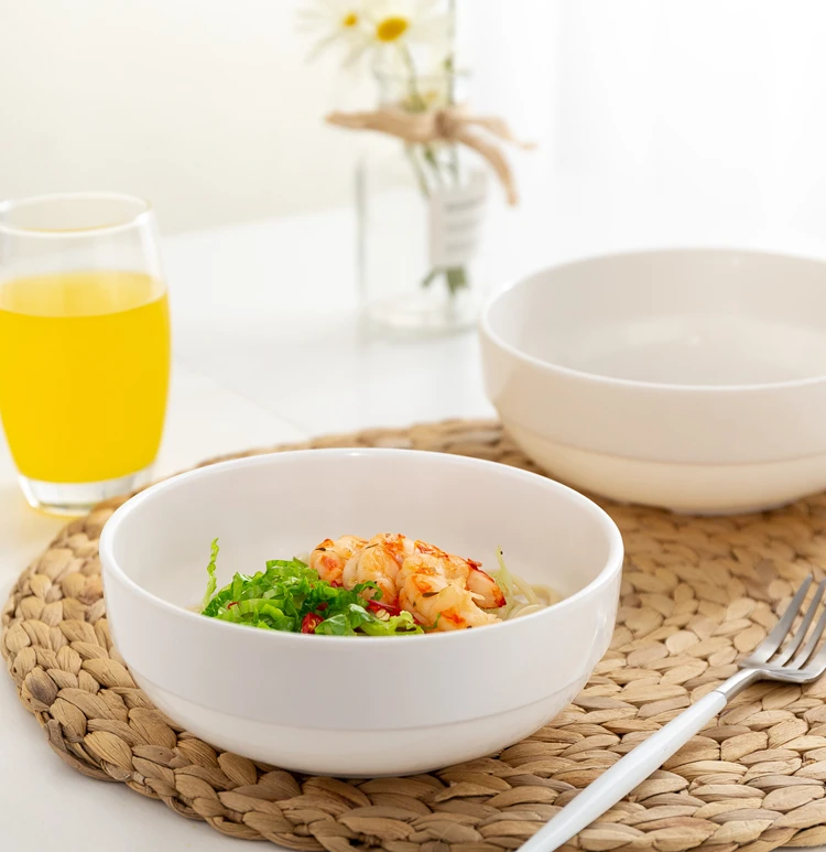 Hot sale white melamine round Korean noodle bowl