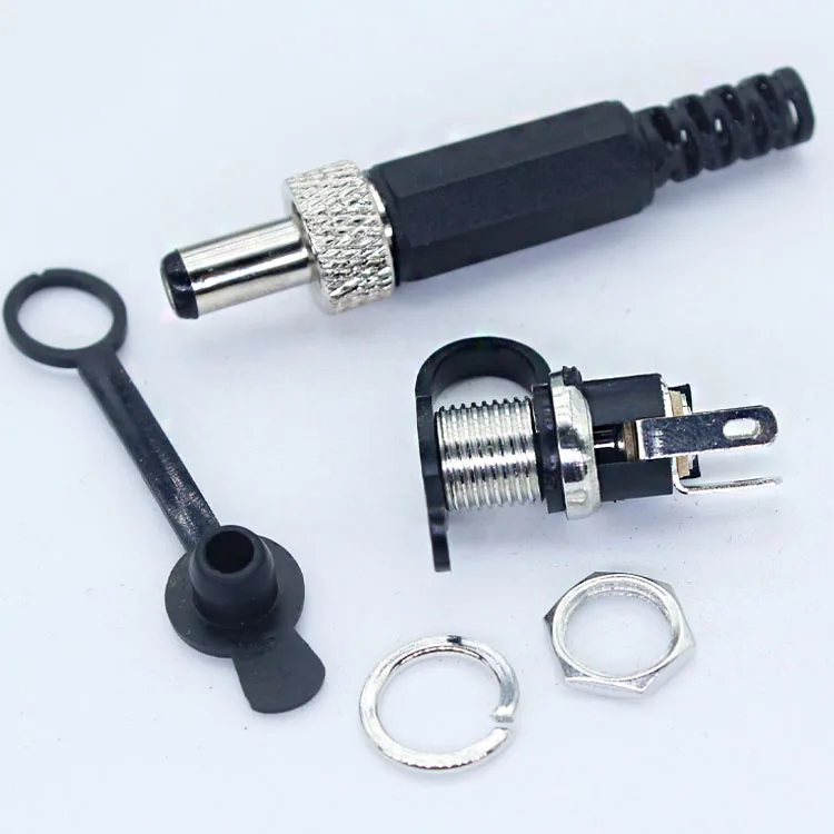 Large Current 3-Pin Dc022D Dc025Bm 1A-10A 5.5Mmx2.1Mm With Waterproof Dustproof Cover Dc Power Supply Socket Charger Female Jack