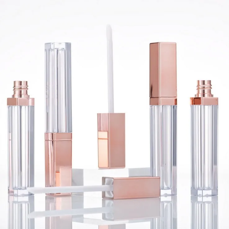 5 ml 4.5 ml  Empty Rose Gold Pink Black Square Lip Gloss Tubes with Wands