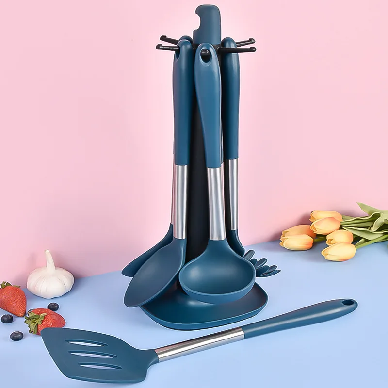 silicone spatula vintage kitchenware set 8pcs cookware kitchen utensils cutlery cooking tools with