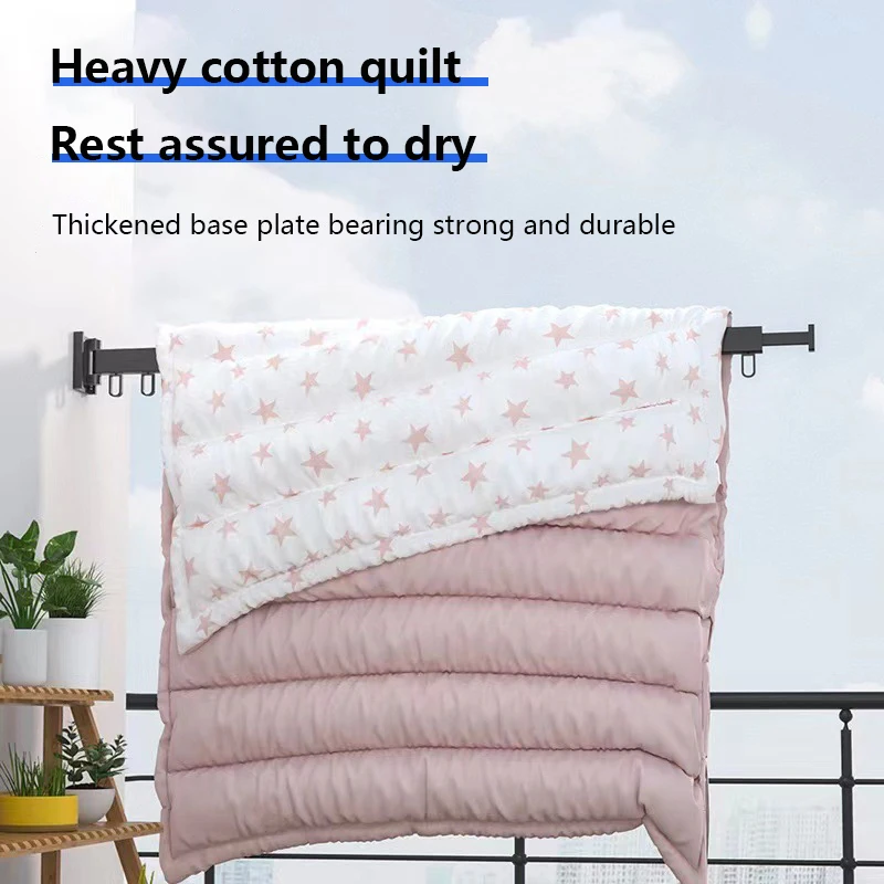 Folding Clothes Hanger Wall Mount Retractable Cloth Drying Rack Space Saving Aluminum Home Laundry Clothesline washing lines