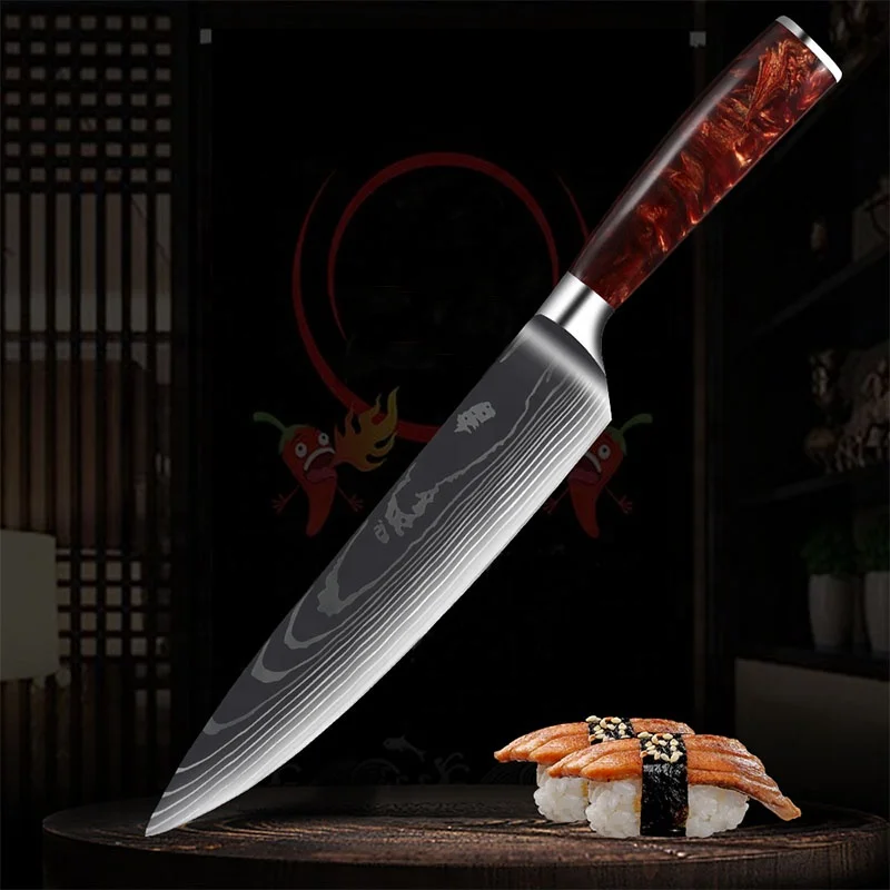Hot selling Japanese kitchen knife set accessory stainless steel chef knife professional resin handle kitchen knives set