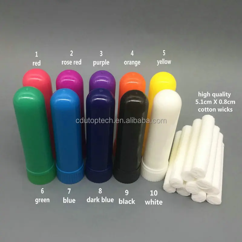 White Black Colored Empty Nasal Inhaler Tube Stick With Cotton Wick For Aromatherapy Essential Oils