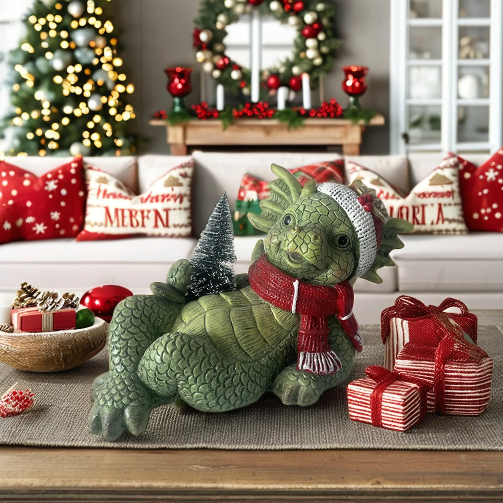 MGO Christmas Ornament Cartoon Dinosaur Sculpture Figurine for Sale