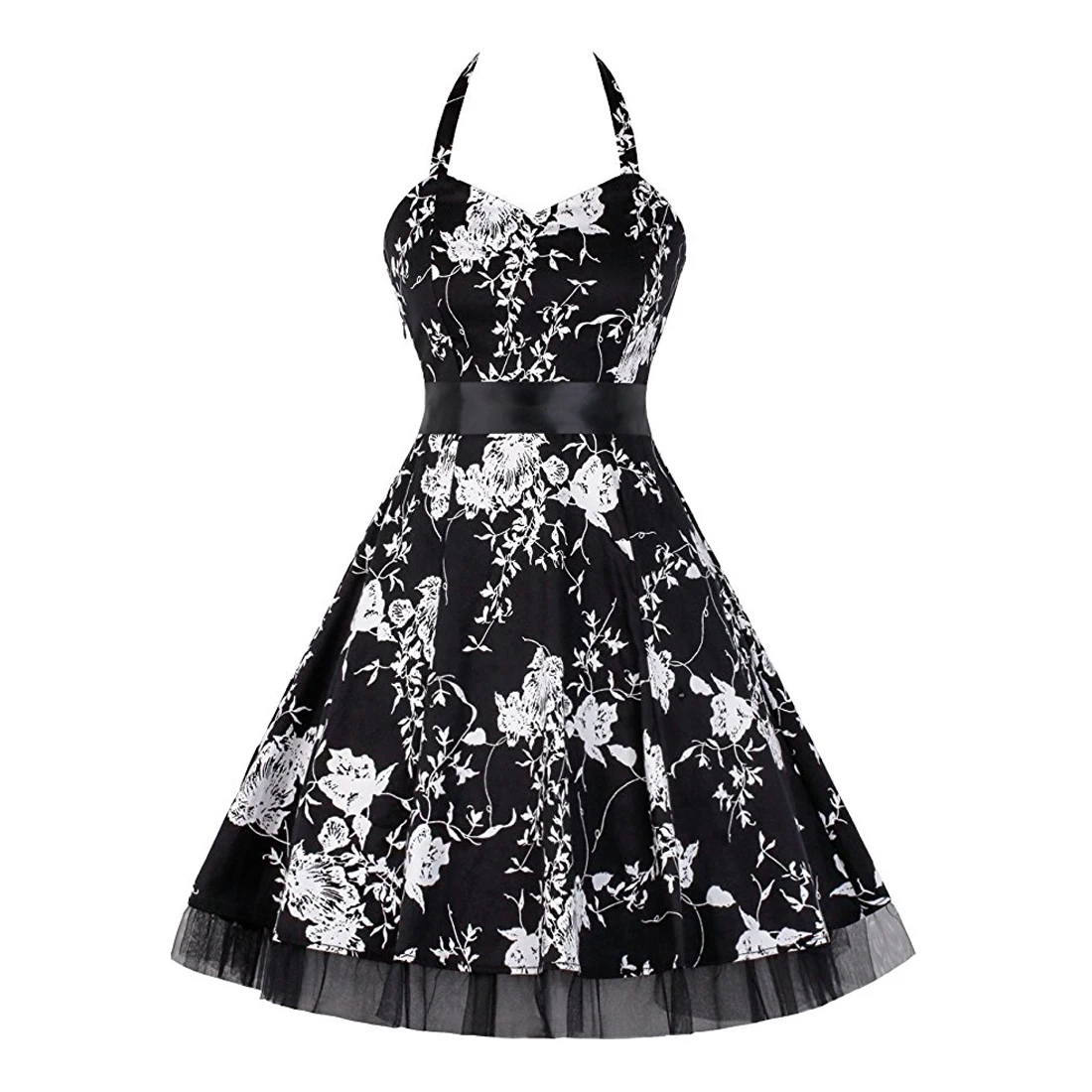 Women Summer Polka Dot Print Party Robe Femme Black Retro Vintage Swing Prom Rockabilly Midi Dresses