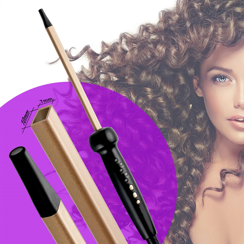 Private label Tourmaline Micro Stick wand 9mm Chopstick styler Afro Curl hair curling iron