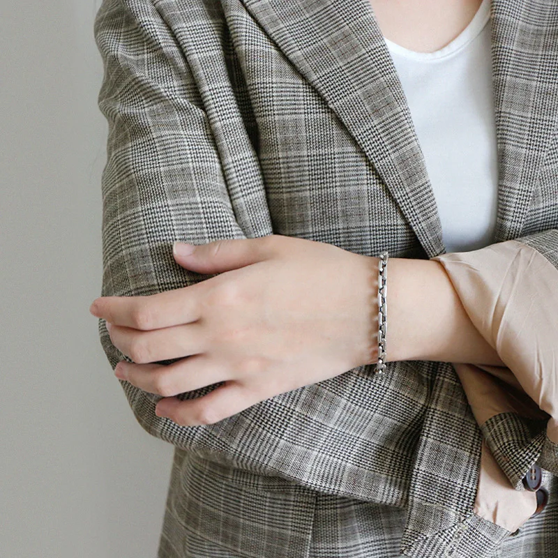 925 sterling silver personality retro old cross chain bracelet  jewelry