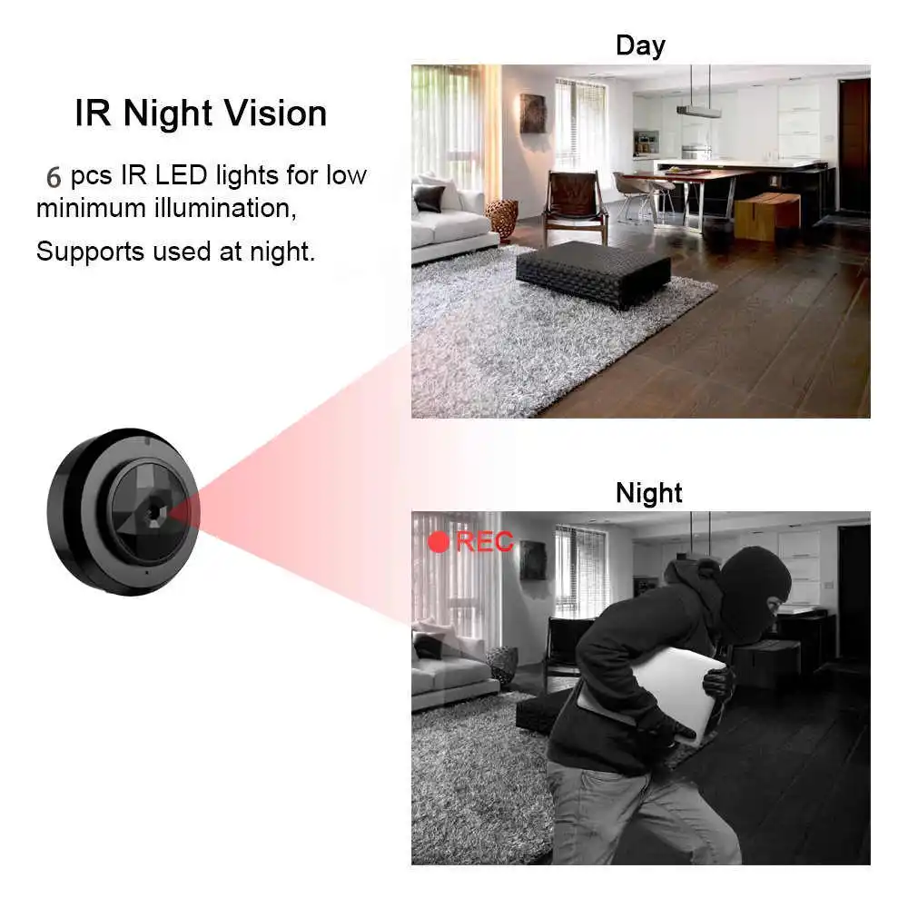 
Wireless Surveillance Security 1080p HD Mini Camera Wifi with Night Vision 