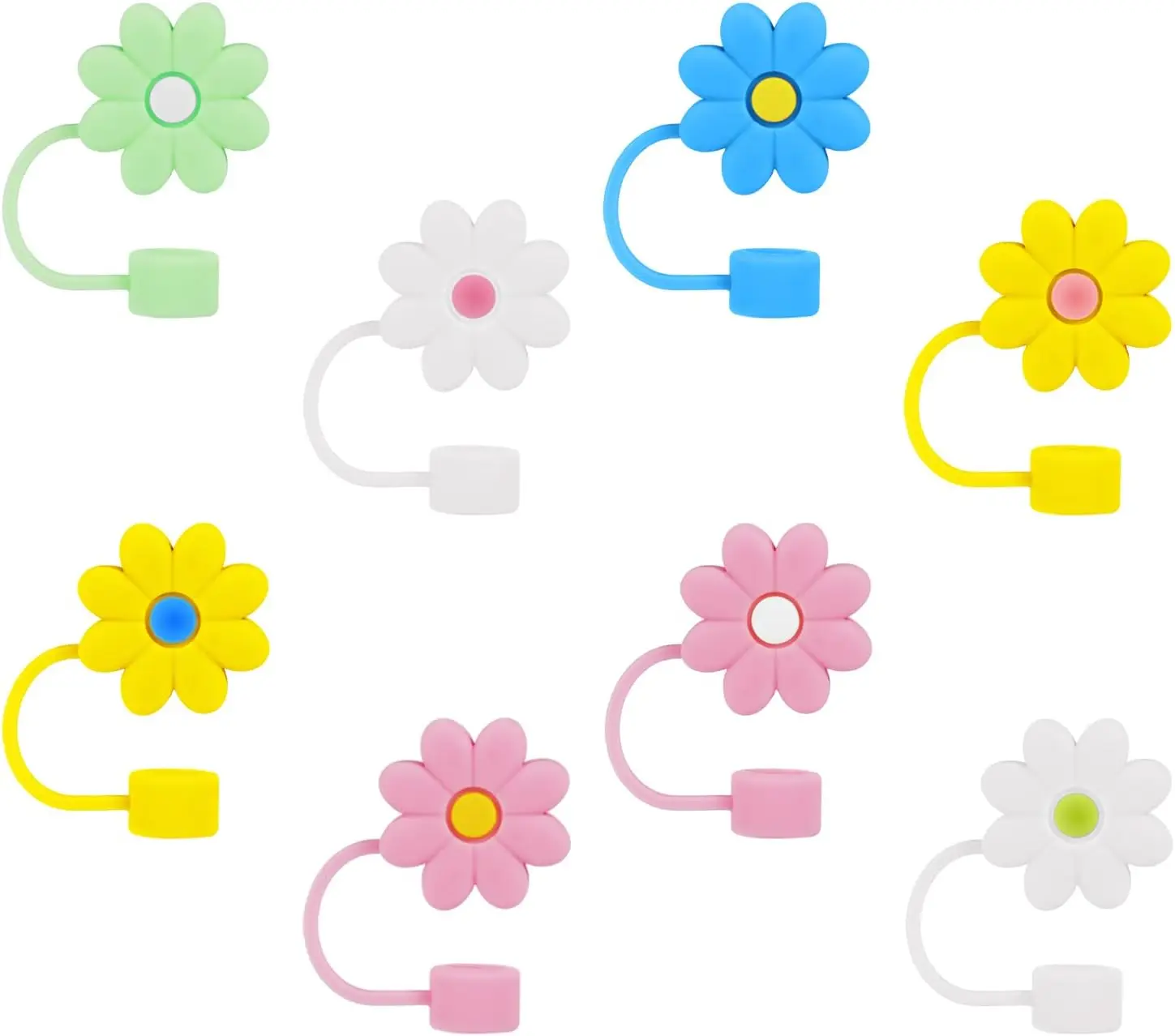 Silicone Flower Straw Cover Topper for Stanley Cup Compatible with 30&40 Oz Tumbler with Handle Straw Tip Covers 10mm 0.4in