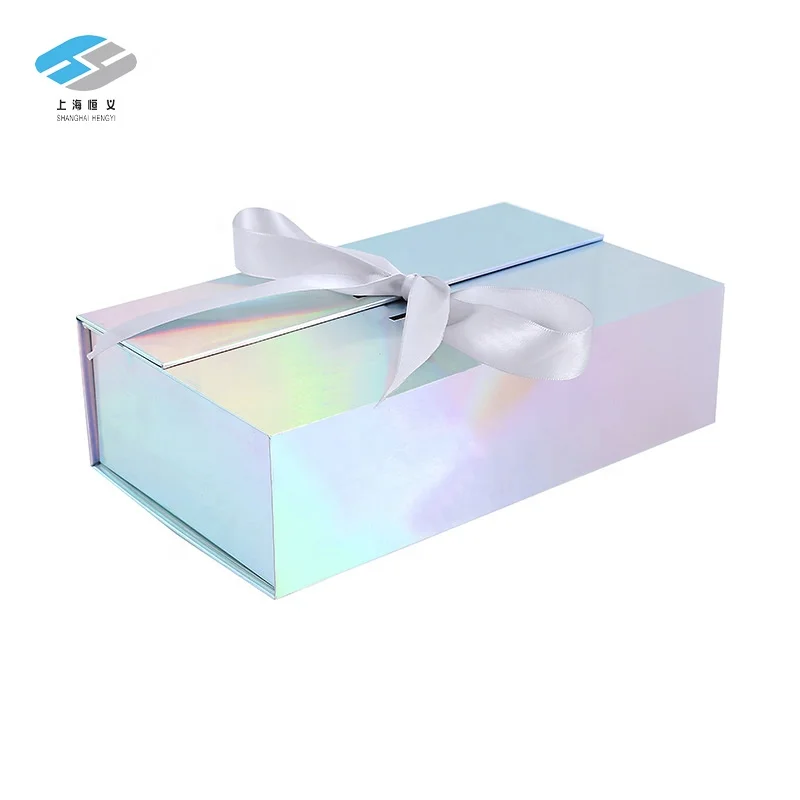 Popular Holographic Wholesale Price Foldable Magnetic Gift Boxes with Window Cardboard Perfume Bottle Packaging Gift Box