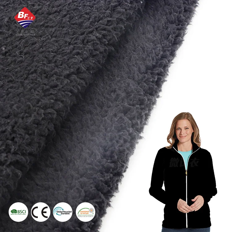 100% Polyester Fleece Flannel Breathable Plush Fabric Sherpa Fleece Knitting Fabric for Lining and Overcoat