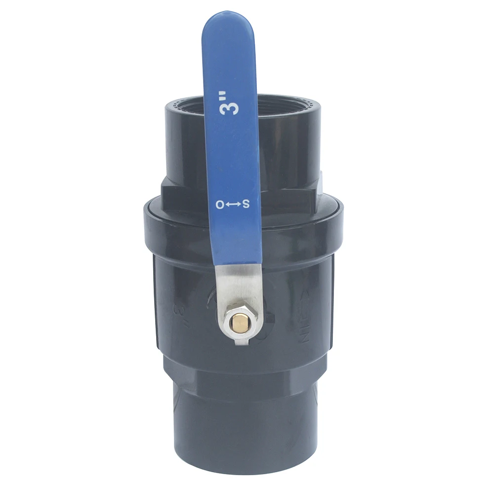 Plastic PVC two pieces ball valve with stainless steel handle