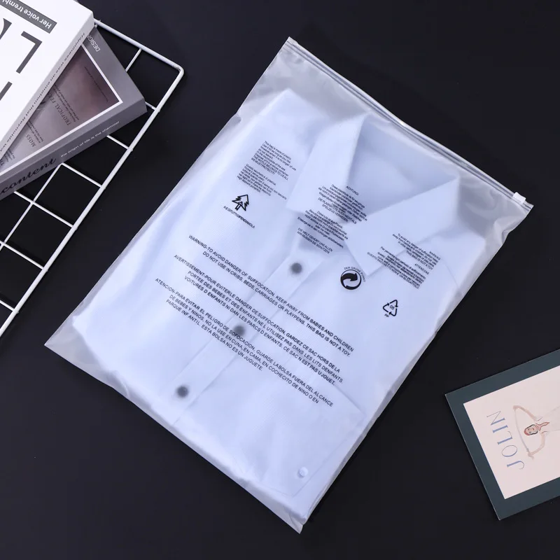 Wholesale Printing Logo Frosted Zipper Packing Plastic Poly Bag Custom Zipper Biodegradable Packaging For Clothing