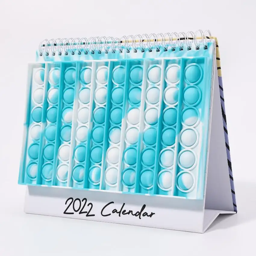 2022 Calendar With Fidget Autism relieve bubble toy cover Creative Design Home Office Monthly Stand Table Desk Calendar