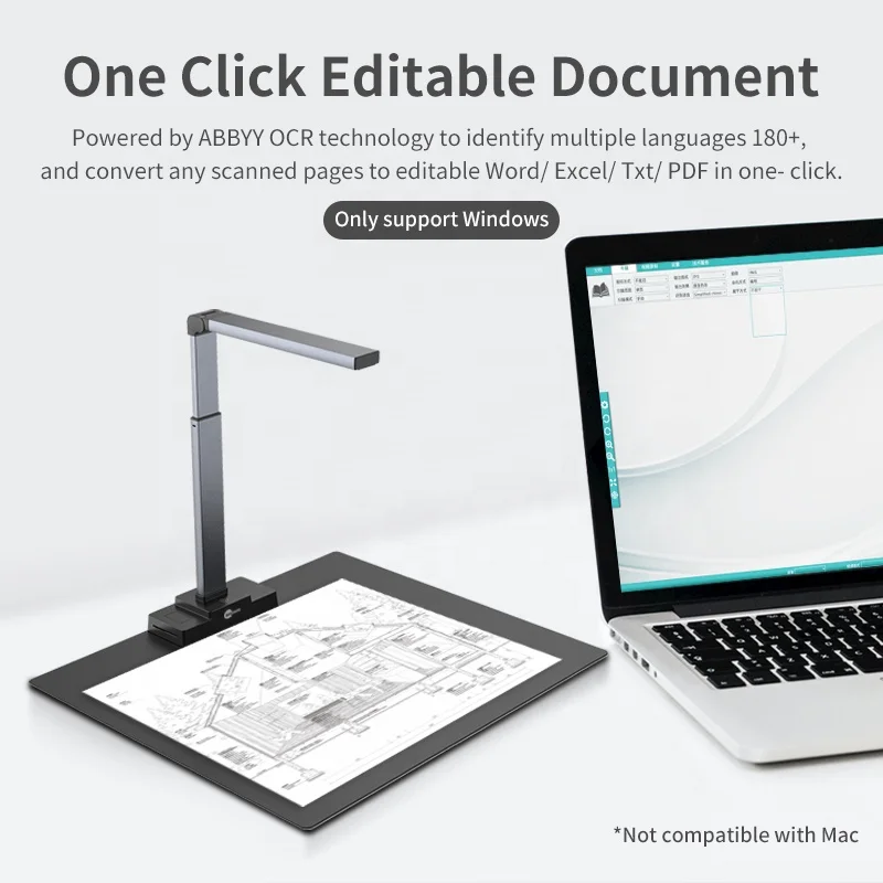Large Format 18MP Book Scanner Document Camera A2 A3 A4 Document Scanner For Poster Or Newspaper