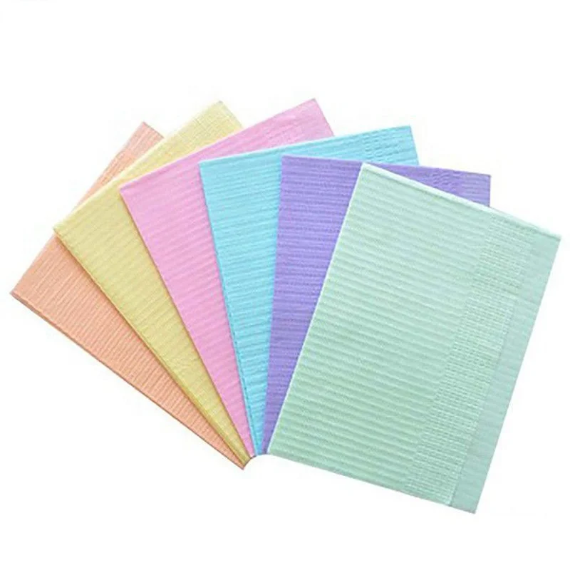 Wholesale Non Woven Napkin Colorful Tattoo Pad Beauty Salon Patient Waterproof Medical Machine Pink Disposable Dental Bib