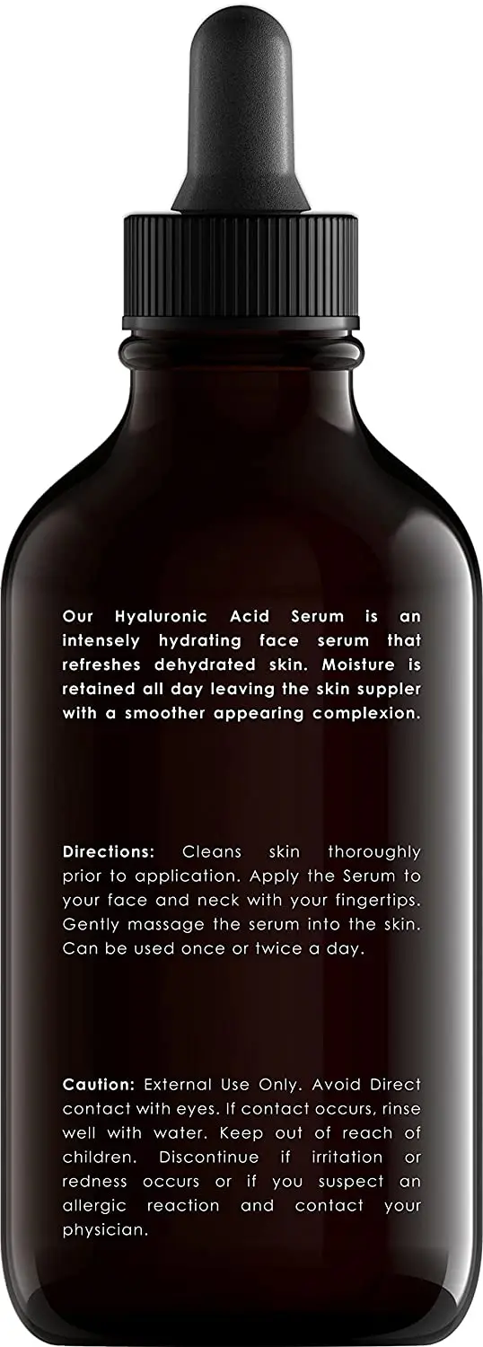 Hyaluronic Acid Serum For Face - HUGE 4 oz - Improves Skin Texture and Moisturizes Skin - Professional Strength Anti Aging Face
