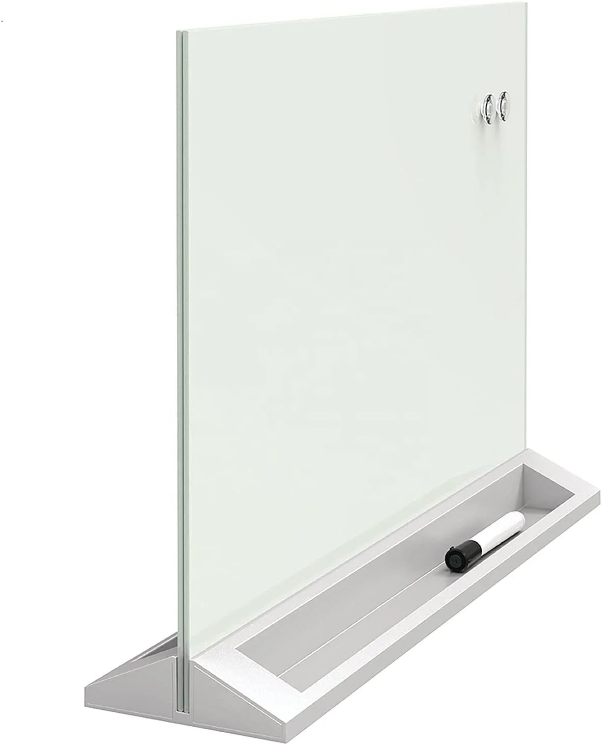 Freestanding Glass 22 x 16 inch Desktop Magnetic Dry Erase Board Privacy Divider Double-Sided Whiteboard Panel Partition