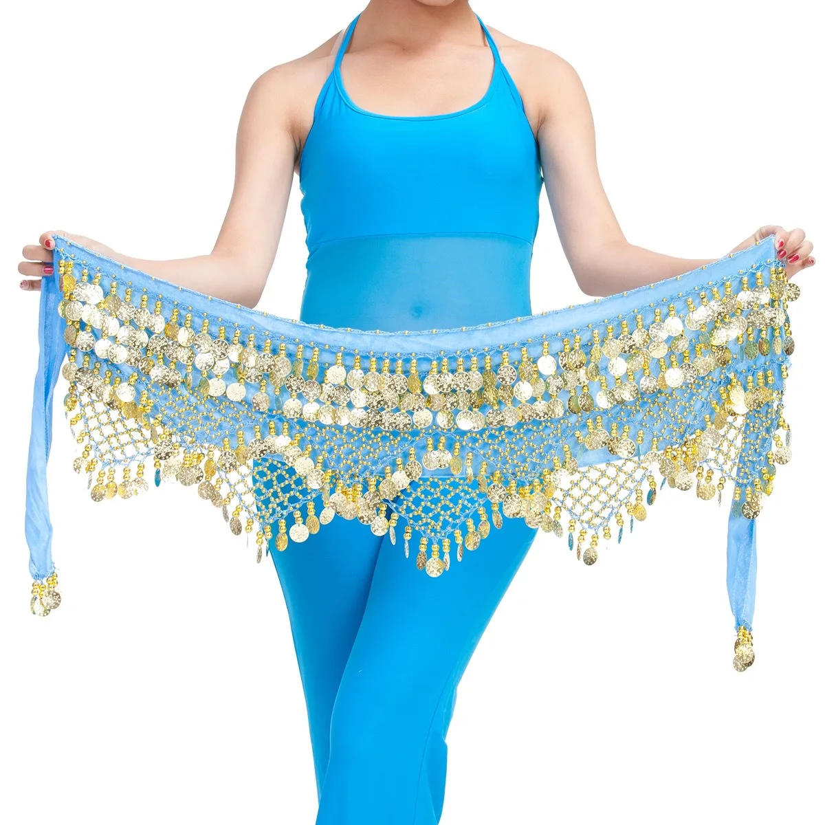 320 Coins Belly Dance Waist Chain Triple Straight Bicorn Belt Noisy Heavy Metal Golden Silver Bellydance Costume Skirt India