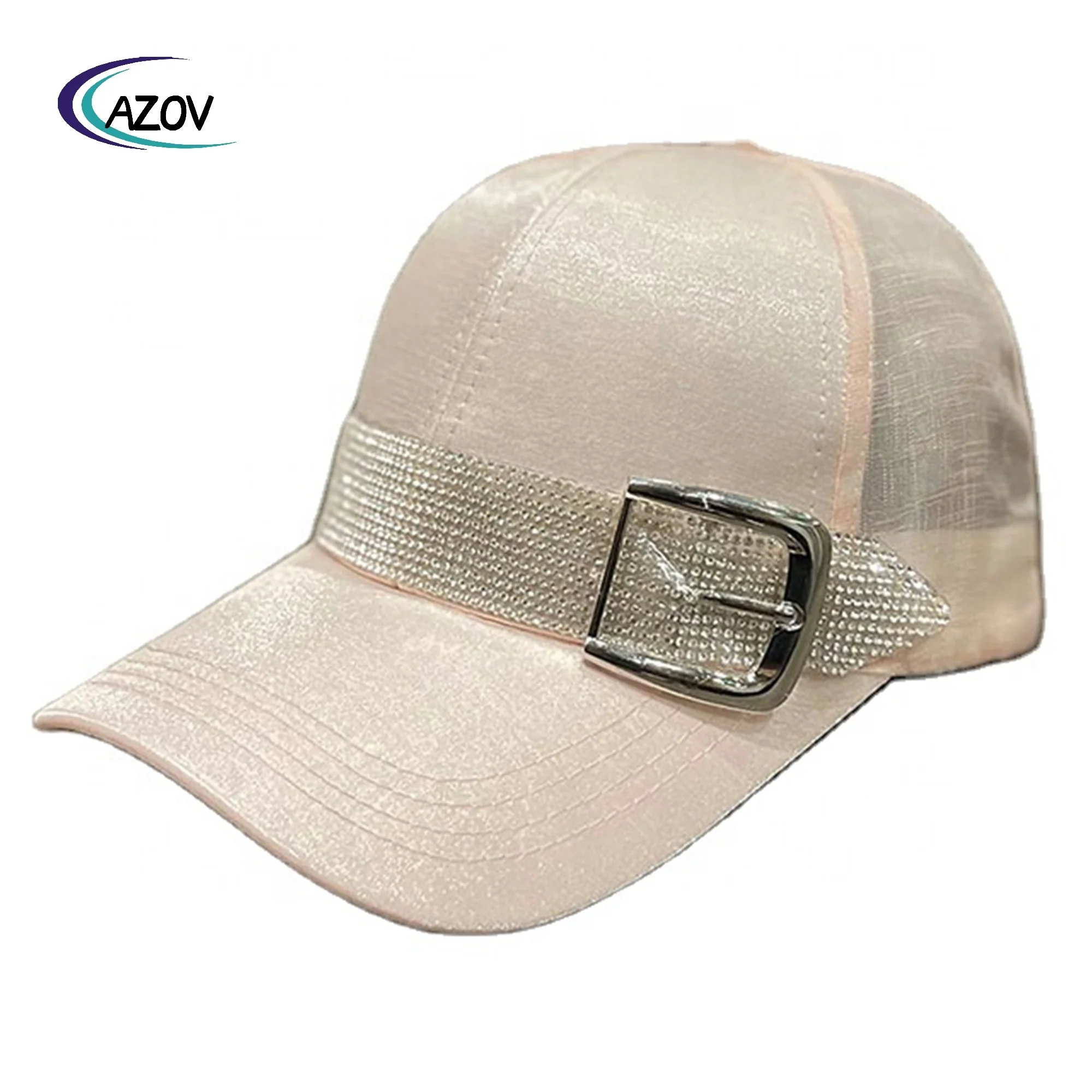 New Fashion Designer Hats Rhinestone Belt Mercerized Mesh Baseball Cap Summer Thin Sunscreen Hat Gorras
