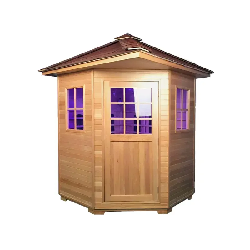 2024 3 - 4 Person Large Canada Hemlock/ Red Cedar Wood Outdoor Far Infrared Sauna Room