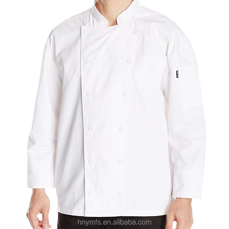
New Products waterproof oil repellent hotel uniform white long sleeves chef uniform coat 