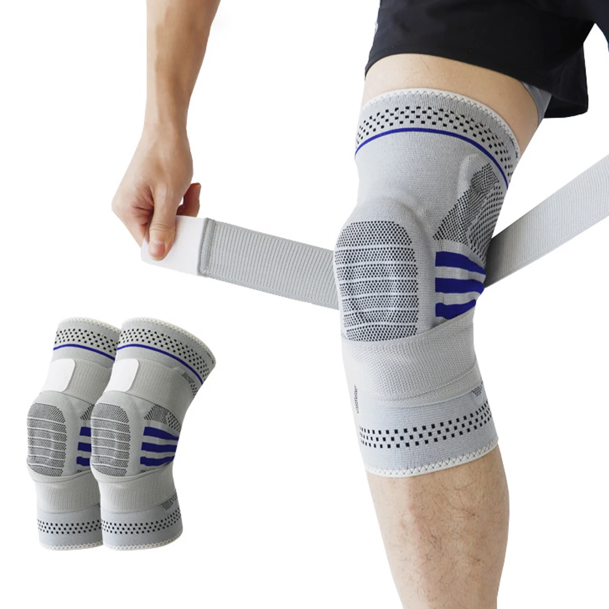 Наколенники с пружинной поддержкой для мужчин и женщин, силикон, амортизация ударов, высокоэластичные, для фитнеса, спорта, могут быть изготовлены на заказ
