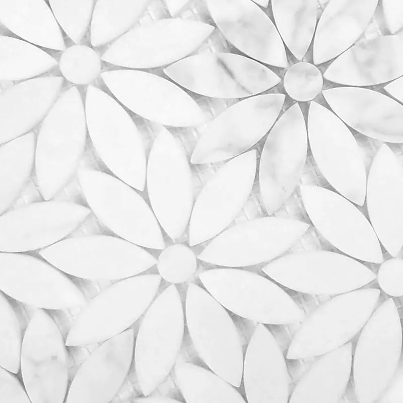 12' x 12' Customized Style  Mosaic Tiles Swimming Pool Tile Backsplash  White Marble Mosaic