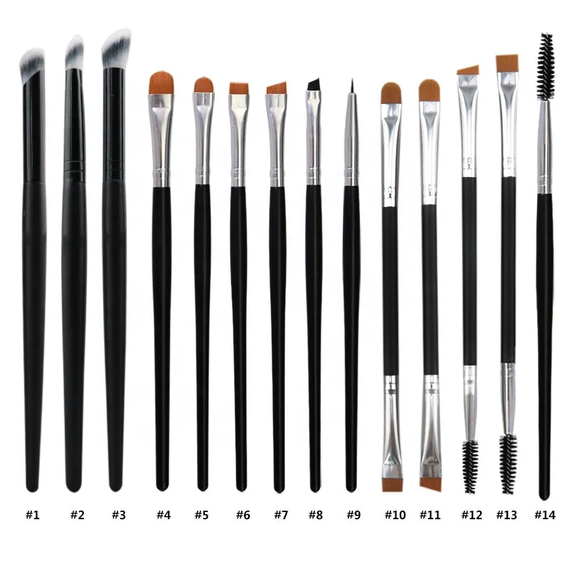 Black wood handle flat concealer brush Synthetic flat concealer brush private label severely flat And dense thin eyeliner brush