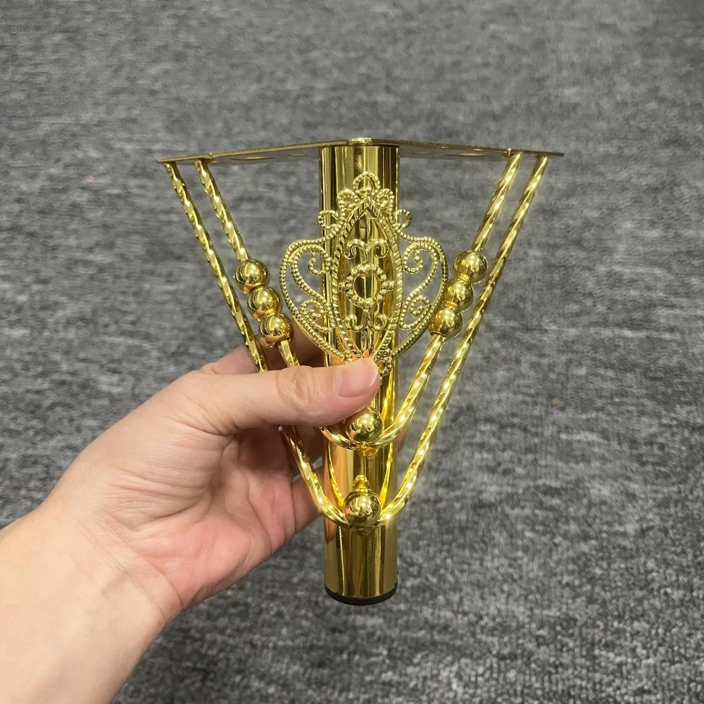 Weili Modern Golden Customizable Size Sofa Leg with Beads Metal Furniture Screw Mounted Sofa Legs Hardware Sofa Feet for Cabinet